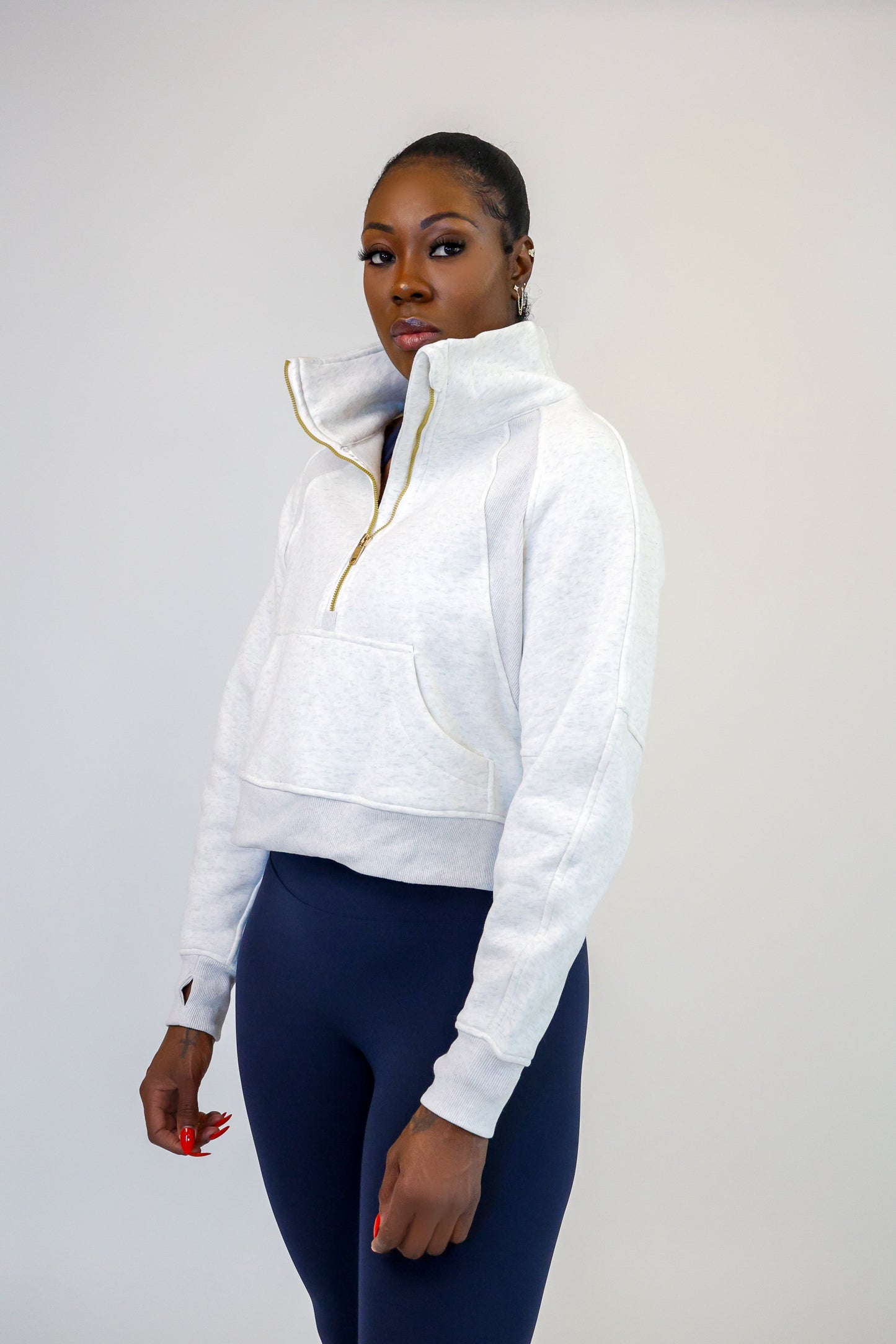 Grey Oversized Half Zipped Sweatshirt