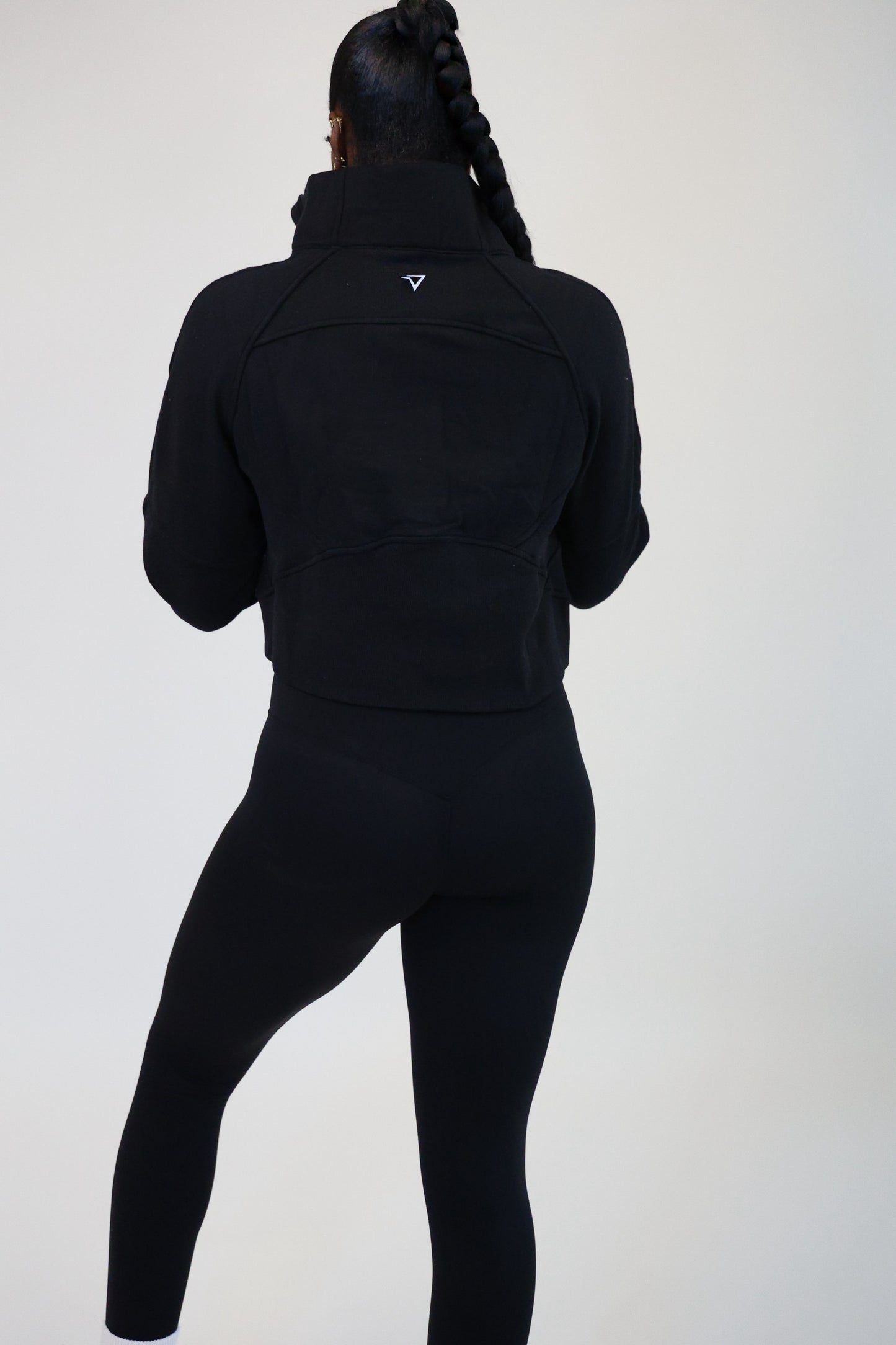 Black Oversized Half Zipped Sweatshirt