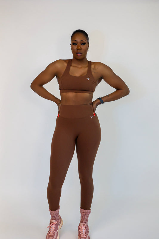 Brown Power Flex Sports Bra