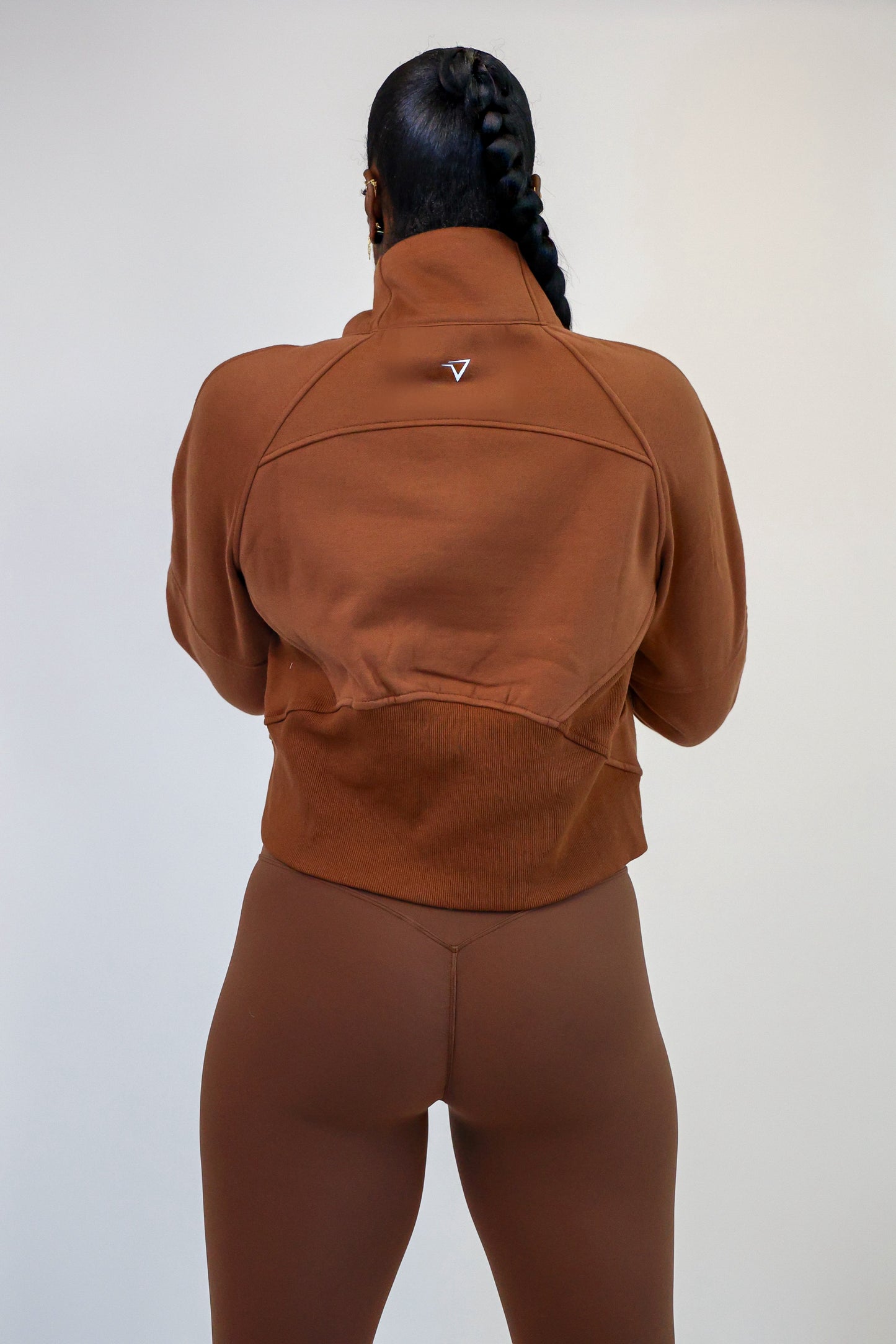 Brown Oversized Half Zipped Sweatshirt